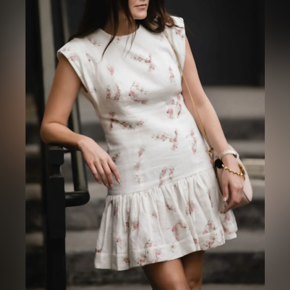 Zimmermann Dancer Linen Flounce Minidress, Size 6 US